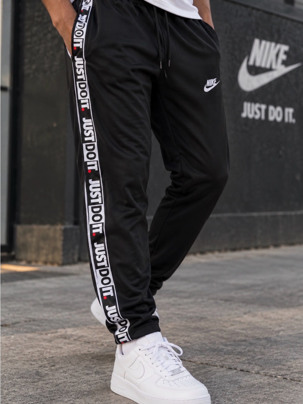 Nike Just Do It Track Pants Black Athletic Streetwear Size S